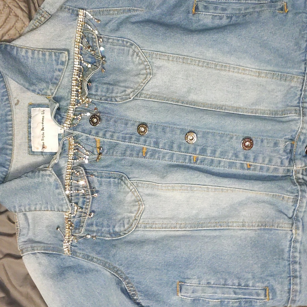 jean jacket blingy rhinestones front and back